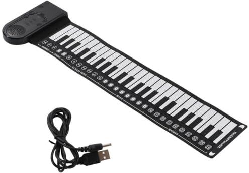 SPORTARC Tastiera elettronica arrotolabile a mano, pianoforte pieghevole e flessibile, 49 tasti, con cavo di ricarica USB, per principianti (nero)