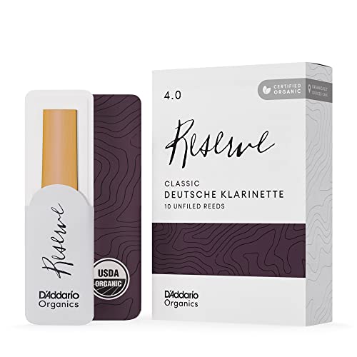 Rico D'Addario Organic Reserve Classic German Ance Clarinetto Ance per Clarinetto La prima e unica Ancia Biologica 4.0 La Forza, 10 Pacchetto