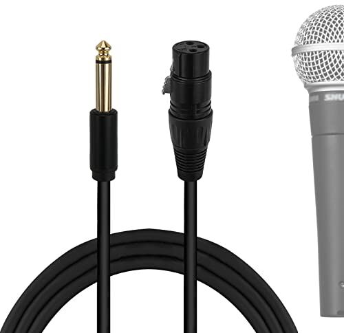 GEEKRIA for Creators Cavo microfono femmina da 6,35 mm (1/4") a XLR 2,0 m / 200 cm, compatibile con Shure SM58, SM57, SM48, SM7B, MV7, PGA48, PGA58, BETA 58A bilanciato cavo microfono (nero)