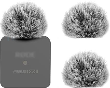 GEEKRIA per Creators Furry Parabrezza compatibile con RODE Wireless GO II Mic DeadCat Wind Cover Muff, Windbuster, Windjammer, Fluff Cover Parabrezza (Grigio/Confezione da 3 pezzi)