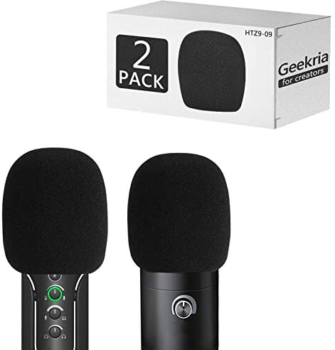 GEEKRIA for Creators Parabrezza in schiuma per microfoni da 4,1 cm, copertura antipop in schiuma, filtro in spugna compatibile con profilo Sennheiser, FIFINE K669B, T669 (confezione da 2)