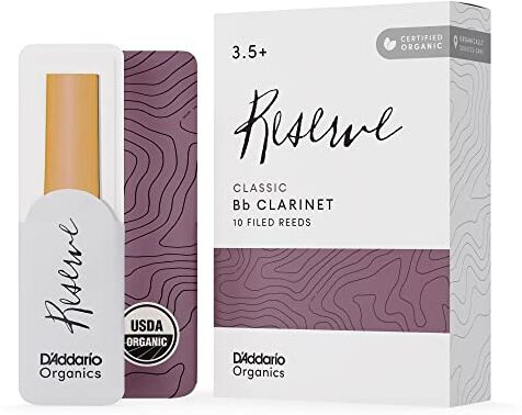 Rico D'Addario Organic Classic Bb Ance Clarinetto Ance per Clarinetto La prima e unica Ancia Biologica 3.5+ La Forza, 10 Pacchetto