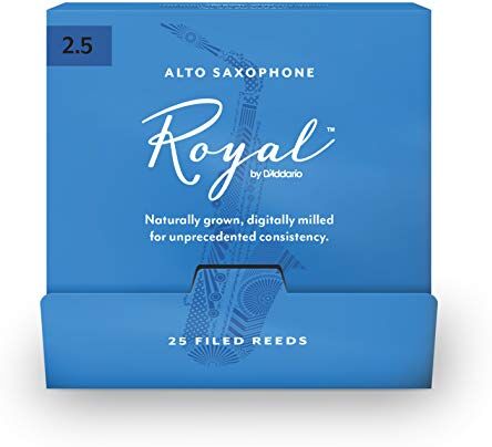 D'Addario Woodwinds Royal Saxophone Ance per sassofono contralto, con dorso resistente, ideali per classico o jazz, forza 2,5, confezione da 25