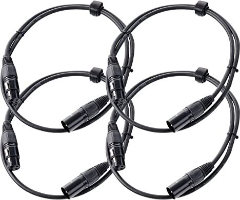 PRONOMIC XFXM Stage-1 Cavo microfono XLR 1 m nero, Kit da 4 cavi