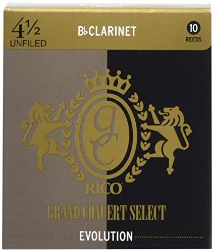 Rico Bb Ance per Clarinetto Grand Concert Select Evolution Reeds per Clarinetto Spina più pesante per una maggiore proiezione del suono Clarinet Reeds 4.5 Strength, confezione da 10