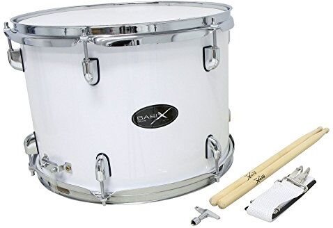 Gewa BASIX  Tamburo Marching con Bacchette e Tracolla 14" x 10", Bianco