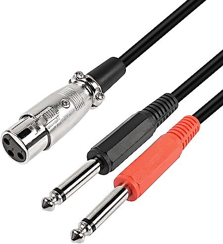 XMSJSIY XLR femmina a 6.35mm 1/4 "TS maschio Y Splitter cavo, XLR 3 pin a doppio 6.35mm TS mono spina microfono adattatore convertitore audio cavo 1.5m