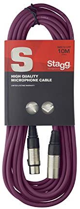 Stagg Alta Qualità Plug Cavo per Microfono XLRf to XLRm, 10m, Viola