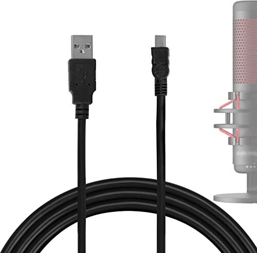 GEEKRIA For Creators Cavo microfono da micro USB a USB, 300 cm, compatibile con HyperX QuadCast SAMSON Meteor, Audio-Technica AT2005USB, FIFINE K690, K678, cavo microfono bilanciato (nero)