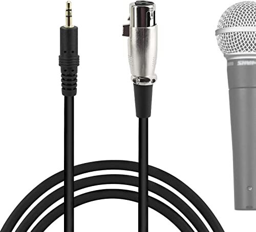 GEEKRIA per Creators Cavo microfono da 3,5 mm maschio a XLR femmina, 2,5 m, compatibile con Shure SM58, SM57, SM48, SM7B, MV7, PGA48, PGA58, BETA 58A, cavo microfono bilanciato (nero)