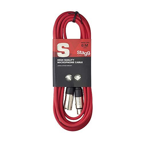 Stagg Presa Microfono di Alta Qualita XLRf to XLRm, 6m, Rosso