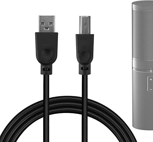 GEEKRIA for Creators Cavo per microfono da USB a USB-B, 250 cm, compatibile con cavo microfono TONOR TC-2030, TC40, Q9 (nero)