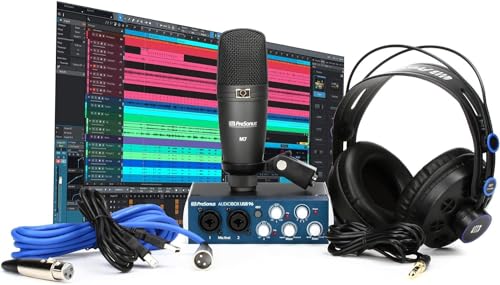 PreSonus AudioBox Studio Interfaccia, microfono e cuffie con pacchetto software che include Studio One Artist, Ableton Live Lite DAW e altro per la registrazione, lo streaming e il podcasting