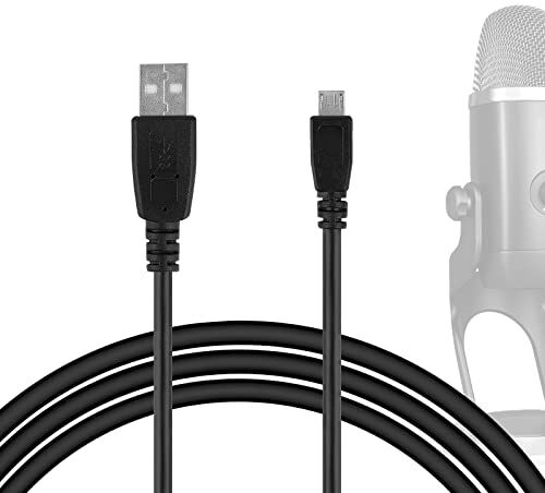 GEEKRIA Cavo per microfono da USB a micro USB, compatibile con Blue Yeti X, Yeti Nano, BONAOK G50, X39, Q31, Q37, Q78, BlueFire, Ankuka, cavo microfono karaoke (nero)