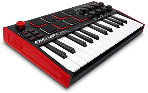 Akai Professional MPK Mini MK3 - Tastiera MIDI Controller USB a 25 Note con 8 Drum Pad Retroilluminati, 8 Manopole e Software Incluso