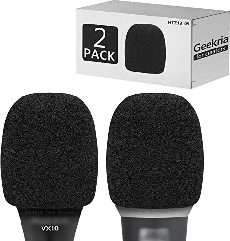 GEEKRIA per Creators Parabrezza in schiuma per microfoni da 1,6", copertura antipop in schiuma, filtro in spugna compatibile con Bietrun WXM09, WXM21, Behringer XM8500 (confezione da 2)