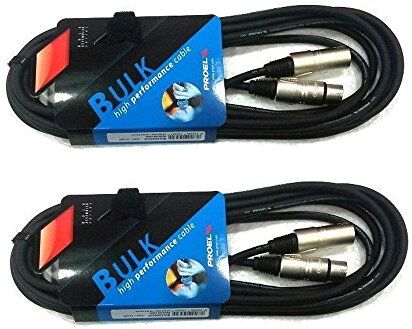 Proel BULK250LU5 coppia cavi audio professionali bilanciati xlr maschio xlr femmina, 5 metri, Nero (BULK250LU5 5mt 2 Unità)