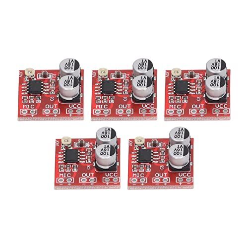 Eujgoov 5Pcs DC 4V‑12V Modulo Amplificatore Microfono, LM386 Electret Microfono Amplificatore Scheda Amplificatore 20‑200x per Microfono Electret