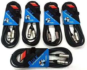 Proel BULK250LU3 Cavo audio professionale per Microfono Casse connessioni Cannon XLR M/F set di 5 cavi da 3 mt., Nero