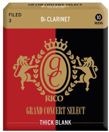 Rico Confezione da 10 ance con taglio francese  Grand Concert Select per clarinetto soprano in SI bemolle, durezza 3,0