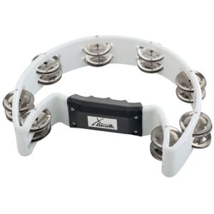 XDrum Tamburello a Mano Forma Mezzaluna (Tambourine, 16 Coppie di Jingle in Acciaio Cromato, Plastica) bianco XDrum Tamburello a Mano Forma Mezzaluna (Tambourine, 16 Coppie di Jingle in Acciaio Cromato, Plastica) bianco