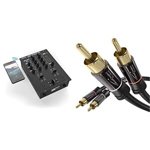 reloop RMX-10 BT Mixer DJ Bluetooth a 2 canali con connettività Bluetooth integrata, nero & KabelDirekt – 1m Cavo RCA, PRO Series