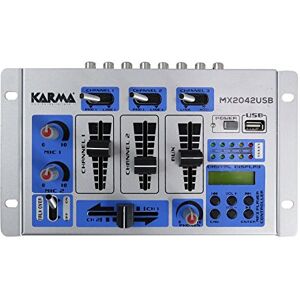 Karma Mixer per dj con Lettore mp3. USB 2.0. 5 canali. Grigio/Blu (1000027776)