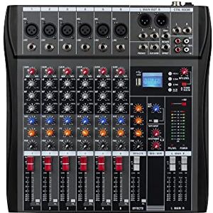 WEYMIC CK-60 Professional Audio Mixing Console(6-Channel) for Recording DJ Stage Karaoke Music Application w/USB BT Input