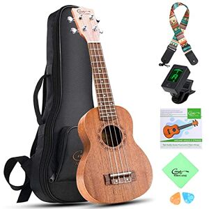 Hricane Ukulele Soprano da 21 pollici, ukulele in mogano per adulti e bambini principianti con borsa e corde