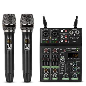 Depusheng UF4-M Studio Audio Sound Mixer Board 4 canali Bluetooth compatibile Professional Portable Digital DJ Mixing Console con microfono wireless Mixing Board per la registrazione in studio