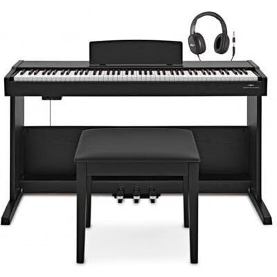 gear4music VISIONKEY-500 Pianoforte Digitale 88 Tasti con Panca, Nero Opaco Per pianisti in erba, 10 suoni autentici, unità a 3 pedali per l'espressione, USB to host, app per modalità split/layer gear4music VISIONKEY-500 Pianoforte Digitale 88 Tasti con Panca, Nero Opaco Per pianisti in erba, 10 suoni autentici, unità a 3 pedali per l'espressione, USB to host, app per modalità split/layer
