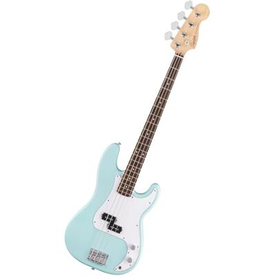 Fender Squier by Debut Collection Precision Bass, Tastiera in Laurel, Battipenna Bianco, Daphne Blue Fender Squier by Debut Collection Precision Bass, Tastiera in Laurel, Battipenna Bianco, Daphne Blue