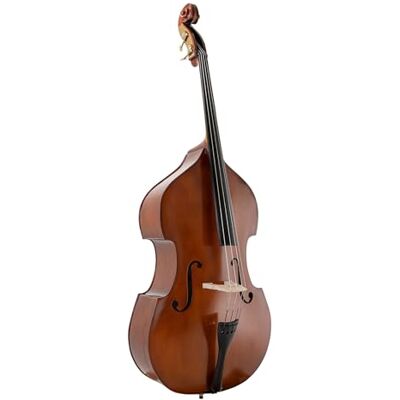 GEWA Contrabbasso Basic Line 1/16 tavola in abete laminato fondo/fasce in acero laminato forma a viola marrone dorato pronto per suonare GEWA Contrabbasso Basic Line 1/16 tavola in abete laminato fondo/fasce in acero laminato forma a viola marrone dorato pronto per suonare