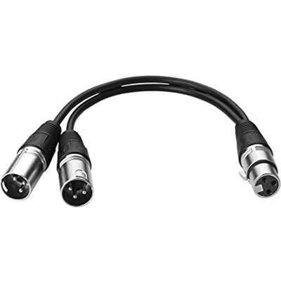 SIENOC Cavo splitter XLR da 30 cm, per microfono da femmina a doppio maschio, Y splitter cavo adattatore (argento) SIENOC Cavo splitter XLR da 30 cm, per microfono da femmina a doppio maschio, Y splitter cavo adattatore (argento)