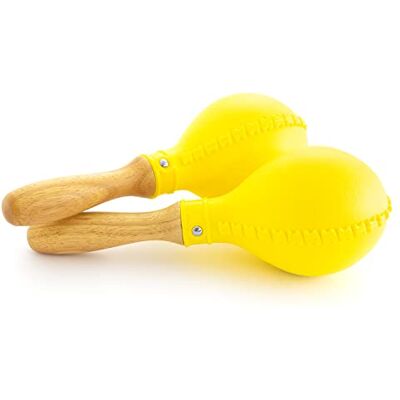Tiger Maracas con Manici in Legno Coppia Maracas a grandezza naturale Manici in legno resistenti Colore giallo Tiger Maracas con Manici in Legno Coppia Maracas a grandezza naturale Manici in legno resistenti Colore giallo