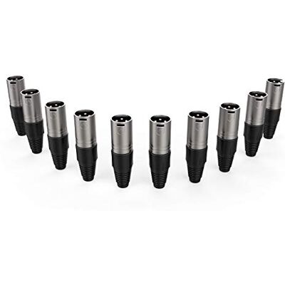 Audibax Silver Connettore XLR Maschio Confezione da 10 Pezzi Connettori OFC ad Alta Trasmissione del Segnale Rivestiti in PVC Massimo Isolamento Diametro 6mm Colore Nero Audibax Silver Connettore XLR Maschio Confezione da 10 Pezzi Connettori OFC ad Alta Trasmissione del Segnale Rivestiti in PVC Massimo Isolamento Diametro 6mm Colore Nero