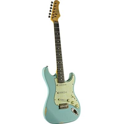 EKO GUITARS- S-300 Relic Daphne Blue, Chitarra Elettrica con Finitura Relic, corpo in Pawlonia, Manico in Acero Americano, Tastiera 22 Tasti in Resina WPC, Colore Daphne Blue EKO GUITARS- S-300 Relic Daphne Blue, Chitarra Elettrica con Finitura Relic, corpo in Pawlonia, Manico in Acero Americano, Tastiera 22 Tasti in Resina WPC, Colore Daphne Blue