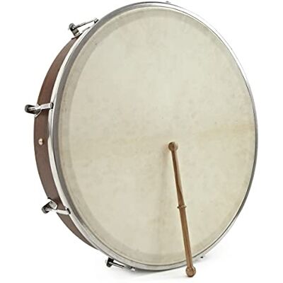 gear4music accordabile Bodhran Frame Tamburo 18 "con Beater & Bag Telaio in salice intagliato a mano, meccanismo di accordatura a 8 punti, pelle di capra invecchiata autentica gear4music accordabile Bodhran Frame Tamburo 18 "con Beater & Bag Telaio in salice intagliato a mano, meccanismo di accordatura a 8 punti, pelle di capra invecchiata autentica