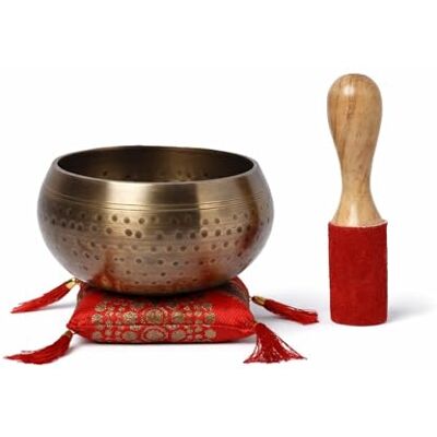 KPAVIR Set di campane tibetane martellate a mano, strumento musicale per meditazione, con bastone e cuscino (dimensioni della ciotola: 10,2 cm) KPAVIR Set di campane tibetane martellate a mano, strumento musicale per meditazione, con bastone e cuscino (dimensioni della ciotola: 10,2 cm)