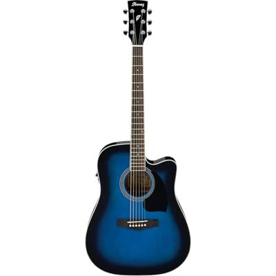 Ibanez Chitarra elettroacustica, Sunburst blu trasparente Ibanez Chitarra elettroacustica, Sunburst blu trasparente