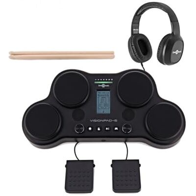 gear4music VISIONPAD-6 Batteria Elettronica Portatile 4 Pad e 2 Pedali di Per Principianti, Pad Sensibili alla Velocità, Pedali Kick e Hi-Hat, 25 Ritmi, Cuffie Incluse per Pratica Silenziosa gear4music VISIONPAD-6 Batteria Elettronica Portatile 4 Pad e 2 Pedali di Per Principianti, Pad Sensibili alla Velocità, Pedali Kick e Hi-Hat, 25 Ritmi, Cuffie Incluse per Pratica Silenziosa