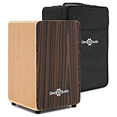 gear4music Tamburo per Cajon con sedile Gigbag, ebano Percussione in Betulla con Campane Interne Regolabili, Ideale per il Busking e i Concerti Intimi gear4music Tamburo per Cajon con sedile Gigbag, ebano Percussione in Betulla con Campane Interne Regolabili, Ideale per il Busking e i Concerti Intimi