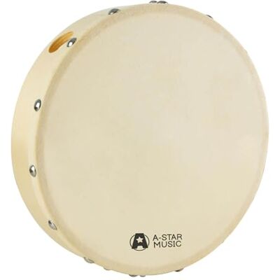 A-Star Tamburo a mano pre-accordato portatile da 8 pollici, testa in pelle naturale, tamburo a telaio da 20 cm di diametro A-Star Tamburo a mano pre-accordato portatile da 8 pollici, testa in pelle naturale, tamburo a telaio da 20 cm di diametro