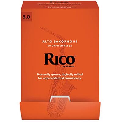 D'Addario Rico Saxophone Reeds Ance per sassofono contralto Alto Sax Reeds 3 forza, 50-Pack D'Addario Rico Saxophone Reeds Ance per sassofono contralto Alto Sax Reeds 3 forza, 50-Pack
