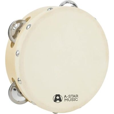 A-Star Tamburello in legno con testa palmare da 15 cm/15 cm, fila tradizionale di campane a tintinnio in metallo singolo Testa naturale A-Star Tamburello in legno con testa palmare da 15 cm/15 cm, fila tradizionale di campane a tintinnio in metallo singolo Testa naturale