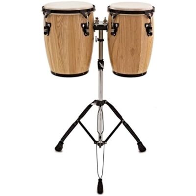 gear4music Mini Congas Tamburo Percussioni Set con Supporto 9" + 10" Conga 9 e 10 Pollici con Pelli Naturali, Corpo in Legno di Tiglio, Supporto Regolabile in Altezza gear4music Mini Congas Tamburo Percussioni Set con Supporto 9" + 10" Conga 9 e 10 Pollici con Pelli Naturali, Corpo in Legno di Tiglio, Supporto Regolabile in Altezza
