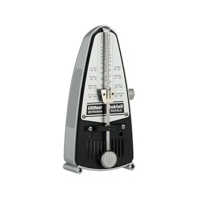 Wittner Metronomo Taktell Piccolo Serie 830 Custodia in plastica Senza campana Color argento Meccanico a carica Non sono necessarie batterie Made in Germany Wittner Metronomo Taktell Piccolo Serie 830 Custodia in plastica Senza campana Color argento Meccanico a carica Non sono necessarie batterie Made in Germany
