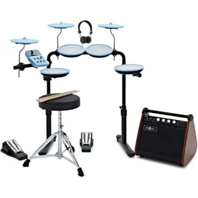 gear4music VISIONDRUM Batteria Elettronica con Ampli 50W Adulti e Bambini, Blu Kit Batteria Elettrica 7 Pad in Mesh, Altezza Regolabile, Design Pieghevole, Cuffie, Sgabello e Bacchette Inclusi gear4music VISIONDRUM Batteria Elettronica con Ampli 50W Adulti e Bambini, Blu Kit Batteria Elettrica 7 Pad in Mesh, Altezza Regolabile, Design Pieghevole, Cuffie, Sgabello e Bacchette Inclusi