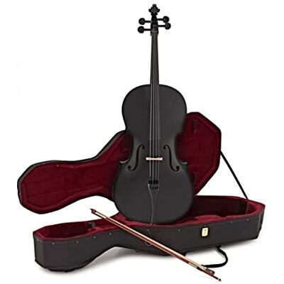 gear4music Violoncello 4/4 con Archetto e Custodia, Nero Tavola in abete stratificato ed fasce in tiglio per la risonanza, corde in acciaio per la chiarezza gear4music Violoncello 4/4 con Archetto e Custodia, Nero Tavola in abete stratificato ed fasce in tiglio per la risonanza, corde in acciaio per la chiarezza