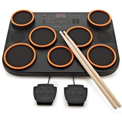gear4music VISIONPAD-9 Batteria Elettronica Tamburo 7 Pad Mesh e Pedali Kick/Hi-Hat Ideale per la Pratica a Domicilio, Pad Sensibili al Tocco, Pedali Kick e Hi-Hat, MIDI USB-C e Uscita Cuffie gear4music VISIONPAD-9 Batteria Elettronica Tamburo 7 Pad Mesh e Pedali Kick/Hi-Hat Ideale per la Pratica a Domicilio, Pad Sensibili al Tocco, Pedali Kick e Hi-Hat, MIDI USB-C e Uscita Cuffie